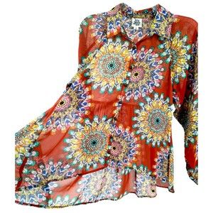 Ivy Jane Semi Sheer Boho Blouse - Small